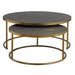 Aragon Nesting Coffee Tables, Gray - brass base with shagreen tops