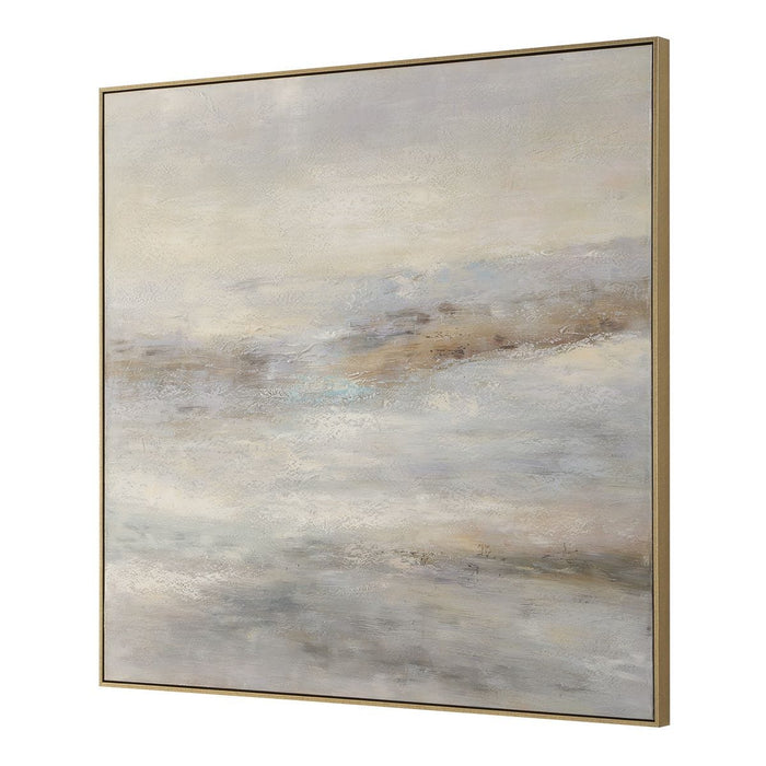 Say When Hand Painted Canvas - neutral tones with visible brushstrokes in gold leaf frame