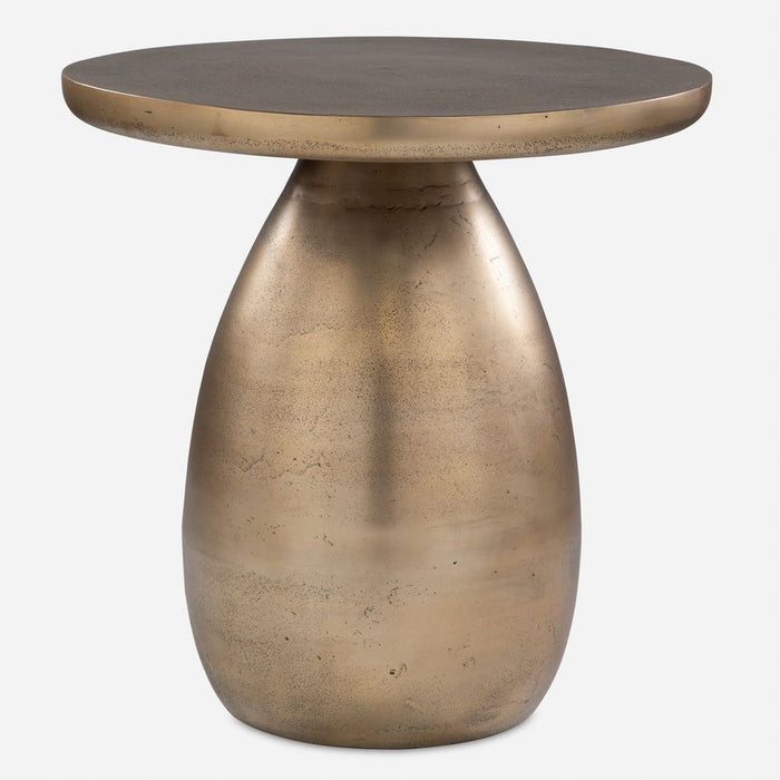 Antigua Side Table - cast aluminum in antique brass