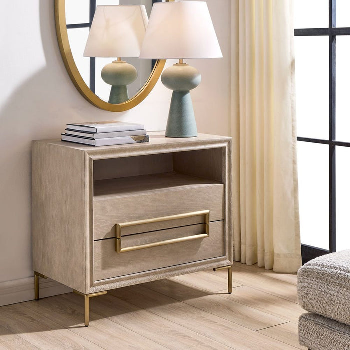 Alessia Side Table - light oak with brass hardware