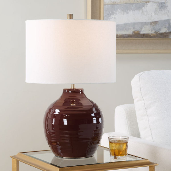 Ruby Red Ceramic Table Lamp - table lamp