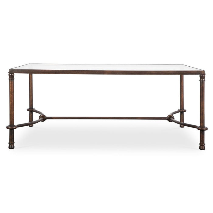 Warring Coffee Table - forged iron in rustic bronze with glass top