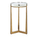 Midas Round Accent Table, Gold - crystal top with gold iron legs