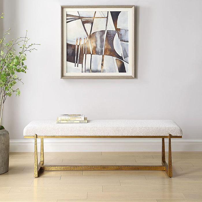 Midas Bench, Gold - iron and wood and gold finish