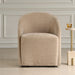 Harbor Dining Chair Flax - barrel back design with flax polyester velvet upholstery and casters