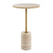 Malya Accent Table - travertine top with brass stem