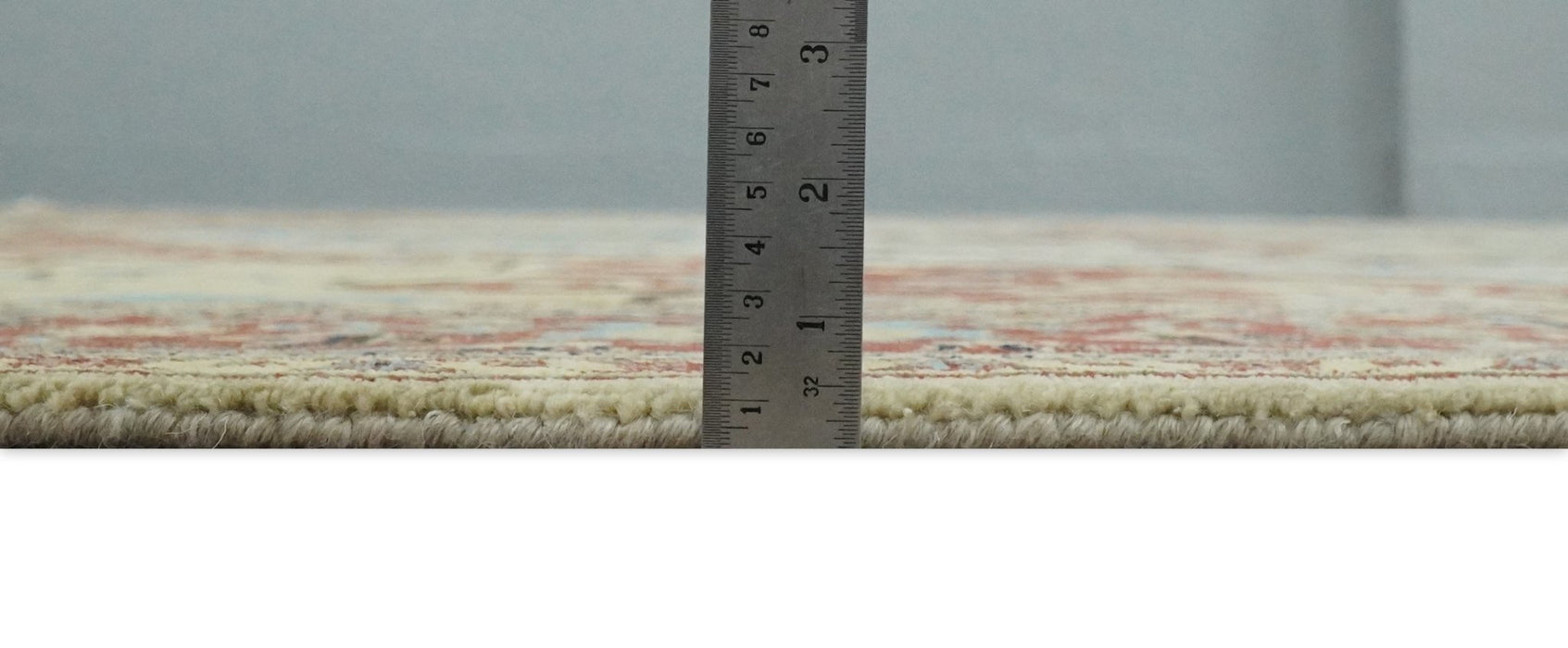 8x10 Fine Hand Knotted Beige, Blue and Rust Traditional Vintage Heriz Serapi Antique Wool Rug | TRDCP466810