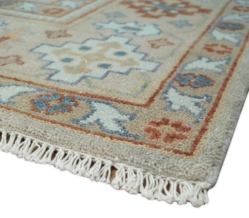 8x10 Hand Knotted Peach, Gray and Camel Traditional Persian Oushak Area Rug | TRDCP836810
