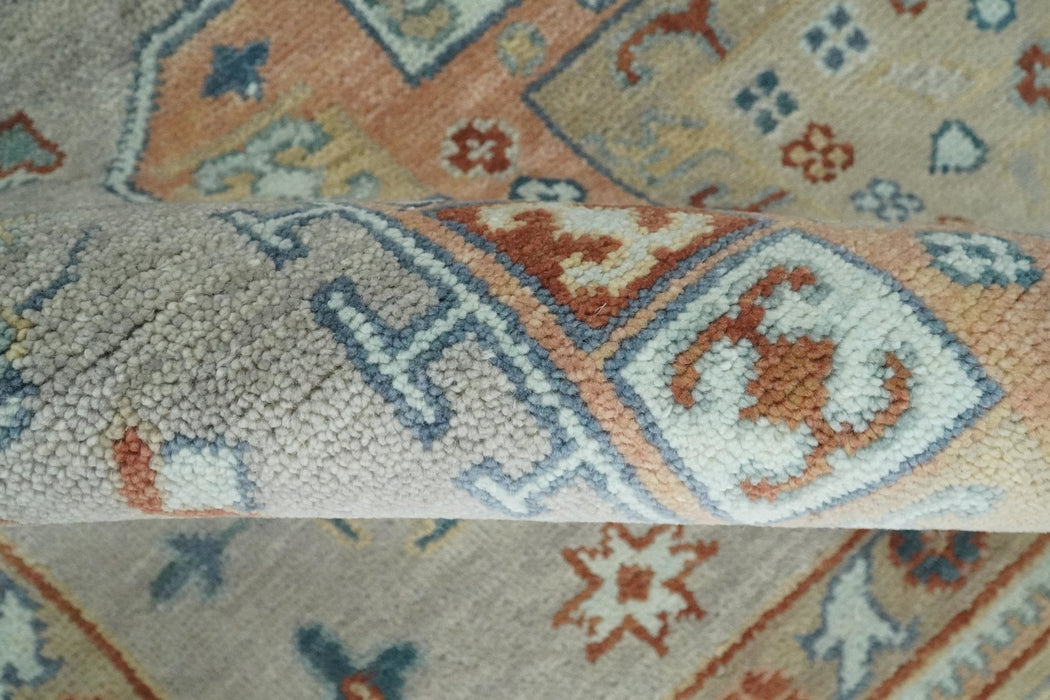 8x10 Hand Knotted Peach, Gray and Camel Traditional Persian Oushak Area Rug | TRDCP836810