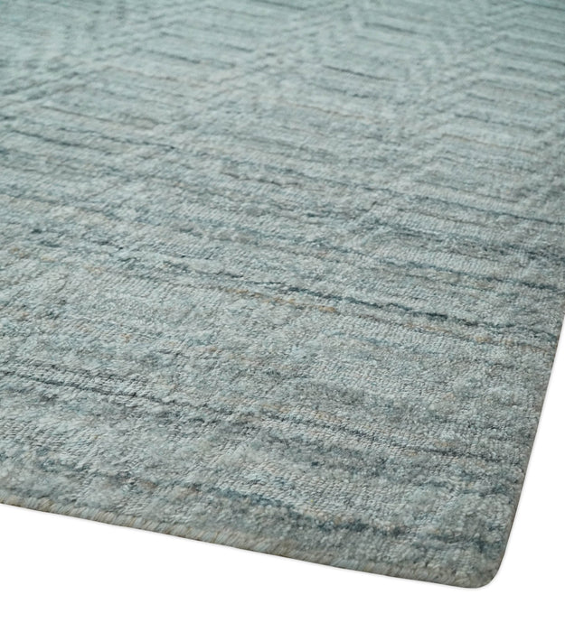 8x10 Hand Made Solid Silver, Gray and Brown Scandinavian Blended Wool Flatwoven Area Rug | KE12
