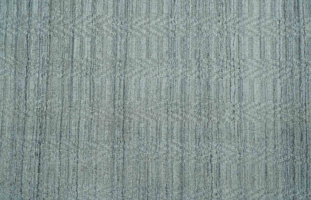 8x10 Hand Made Solid Silver, Gray and Brown Scandinavian Blended Wool Flatwoven Area Rug | KE12