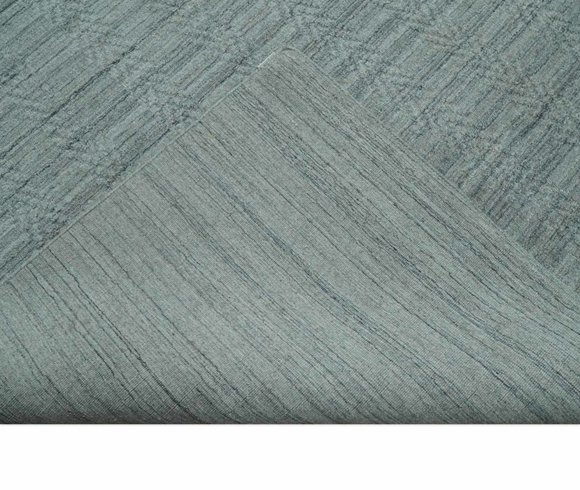 8x10 Hand Made Solid Silver, Gray and Brown Scandinavian Blended Wool Flatwoven Area Rug | KE12