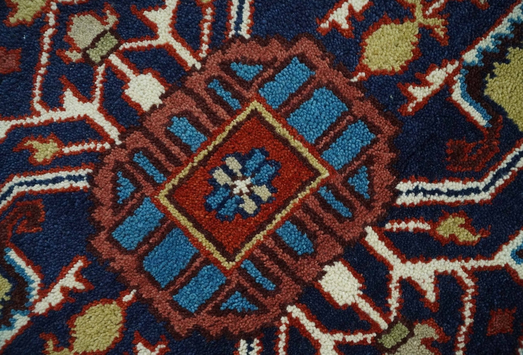 8x10 Olive, Blue and Ivory Heriz Serapi Hand knotted Traditional wool Area Rug