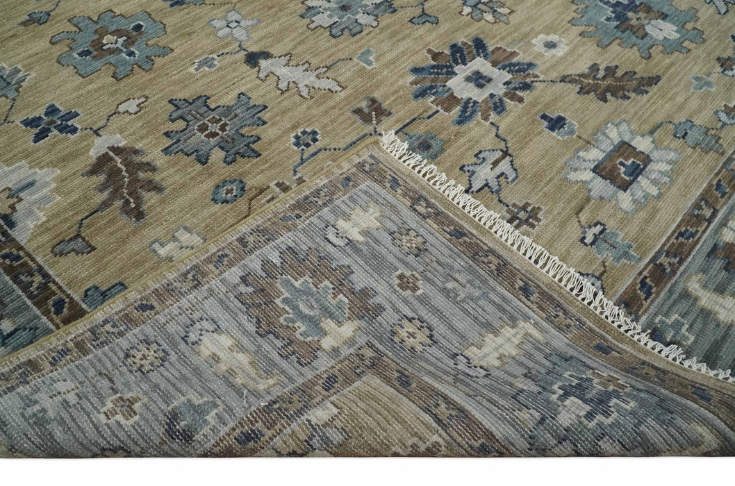 8x10 Traditional Beige and Gray Antique Style Floral Hand knotted Wool Area Rug