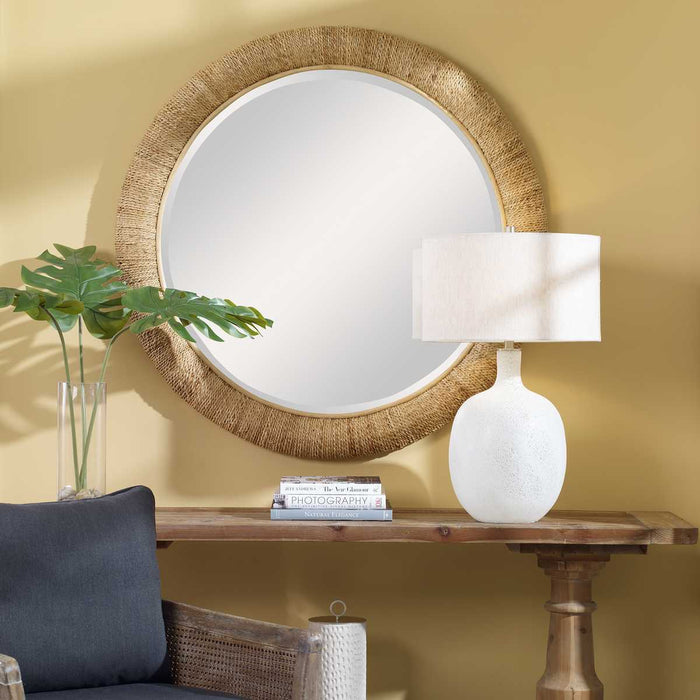 Mariner Round Mirror, Natural - rattan