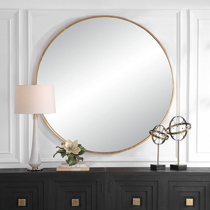 Junius Large Round Mirror, Gold - gold finish and iron