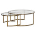 Rhea Nesting Coffee Tables, Gold - hand forged iron in antiqued gold leaf