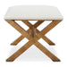 St Tropez Small Bench - rattan and brass and white