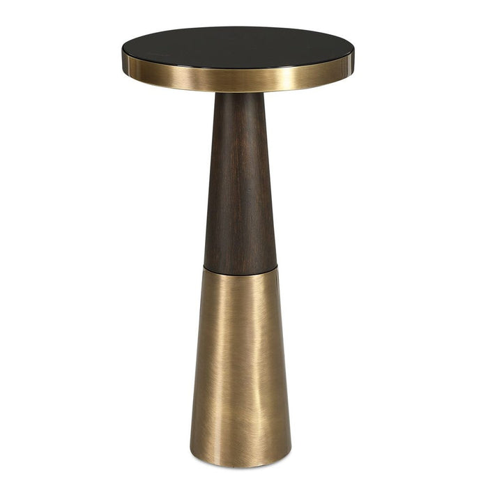 Fortier Accent Table, Espresso - espresso wood with brass accents