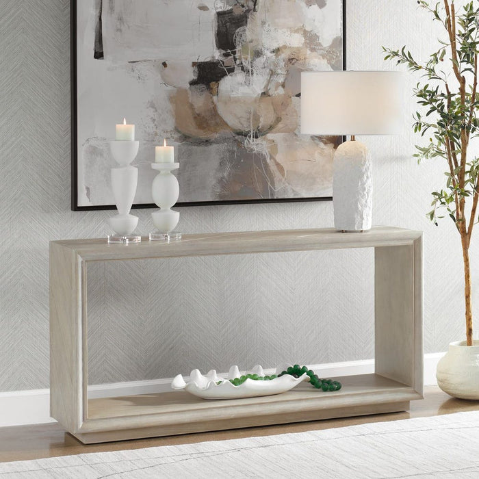 Prism Console Table - light oak solids with oak veneer