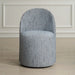 Roll With It Dining Chair Denim - woven chenille upholstery in denim and white with rolling casters