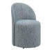 Roll With It Dining Chair Denim - woven chenille upholstery in denim and white with rolling casters