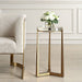 Midas Round Accent Table, Gold - crystal top with gold iron legs