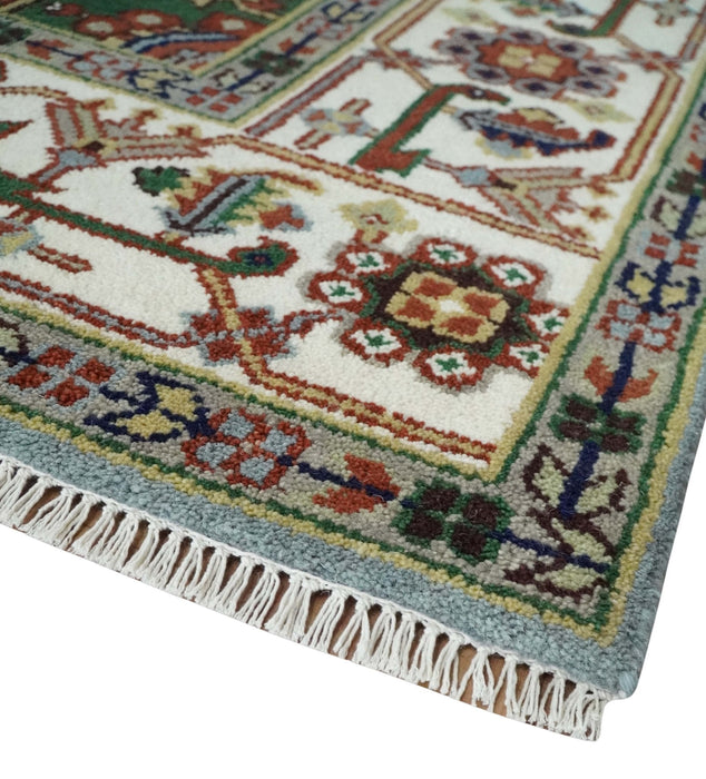 9x12 and Runner Traditional Mustard, Silver and Ivory Hand knotted wool Area Rug