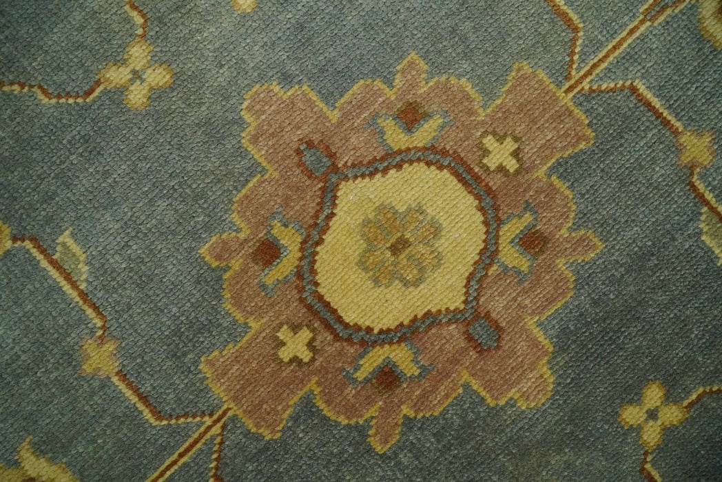 9x12 Hand Knotted Blue and Brown Traditional Antique Style Wool Area Rug