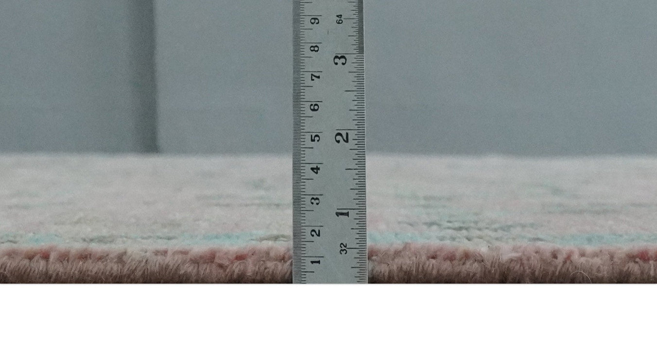 9x12 Hand Knotted Pink and Aqua Oriental Oushak Traditional Wool Area Rug