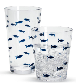 Blue Fish Acrylic Drinking Glass 24 piece Set