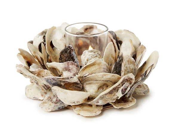 White Oyster Shell Votive Candle Holder - gifts - coastal style