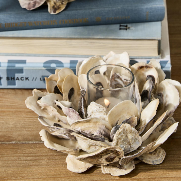 White Oyster Shell Votive Candle Holder - gifts - coastal style (view 2)