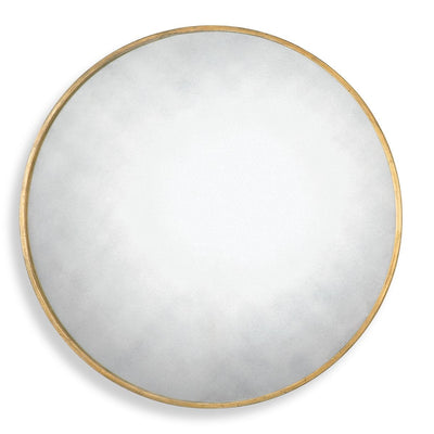 Junius Round Mirror Gold - antiqued gold leaf metal frame