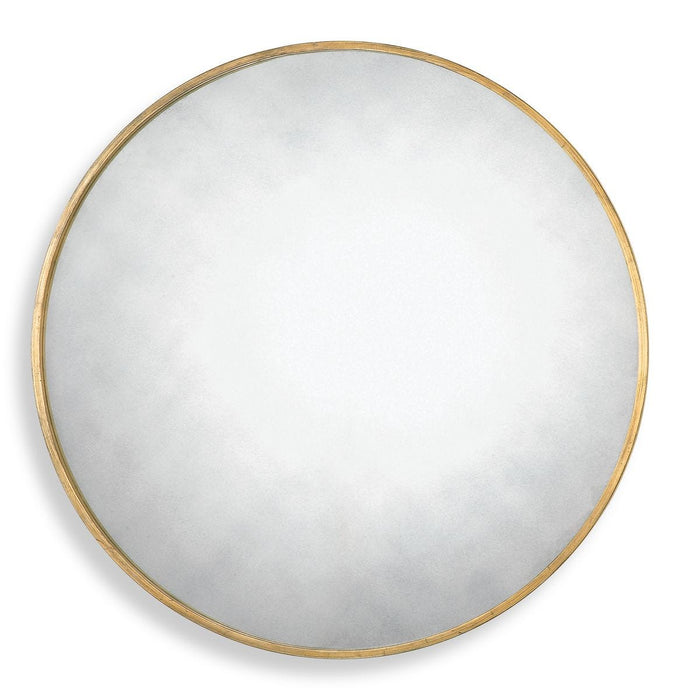 Junius Round Mirror Gold - antiqued gold leaf metal frame