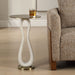 Sonia Accent Table - white stone base with brass top
