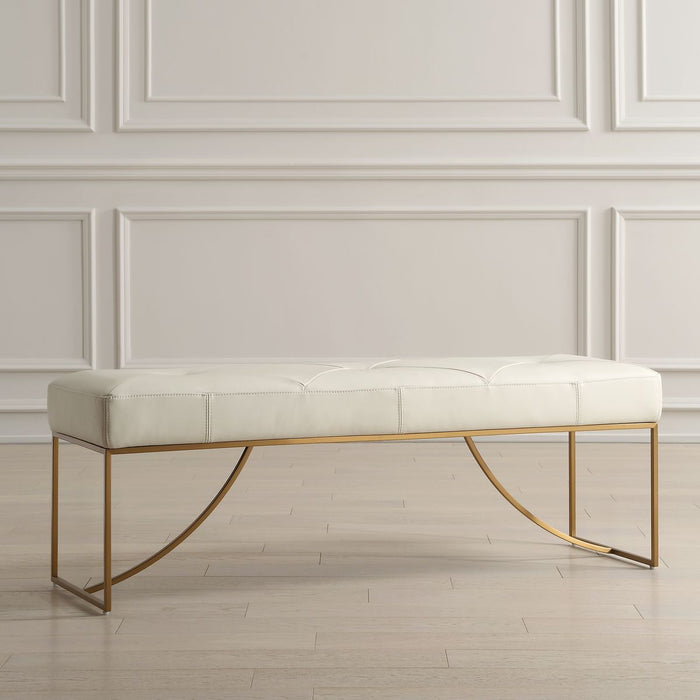 Swale Bench - stainless steel and brass and leather