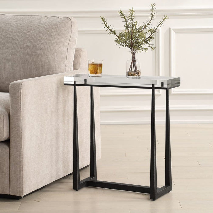 Midas Accent Table, Bronze - dark bronze iron with crystal top