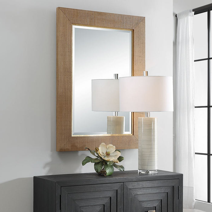 Bungalow Mirror - gold finish and wood
