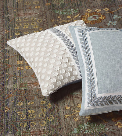 Sky Blue Knife Hinge Embroidered Pillow - pillows - luxury