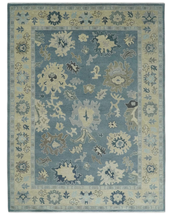 Antique Blue and Beige Multi size Hand Knotted Traditional Oushak Wool Area Rug
