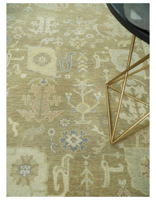 Antique Brown, Gray and Beige 8x10, 6x9 and 4x6 Hand Knotted Traditional Persian Oushak Wool Rug | AC2