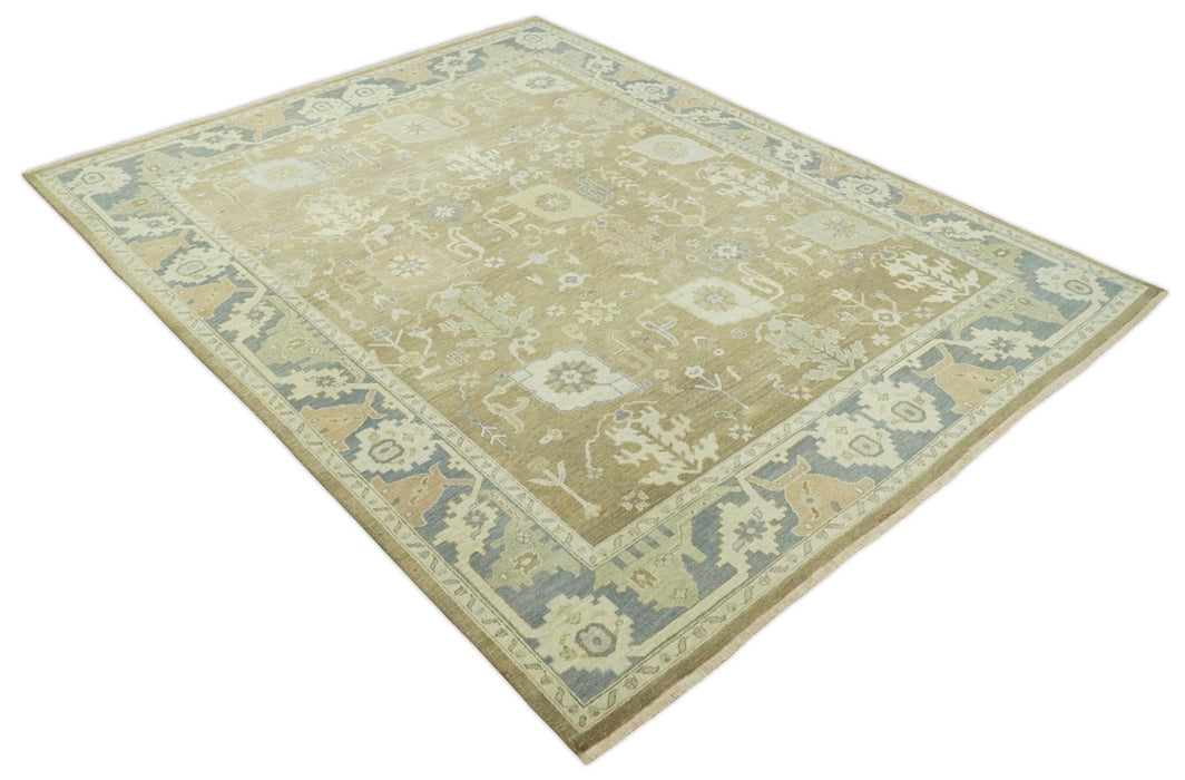 Antique Brown, Gray and Beige 8x10, 6x9 and 4x6 Hand Knotted Traditional Persian Oushak Wool Rug | AC2