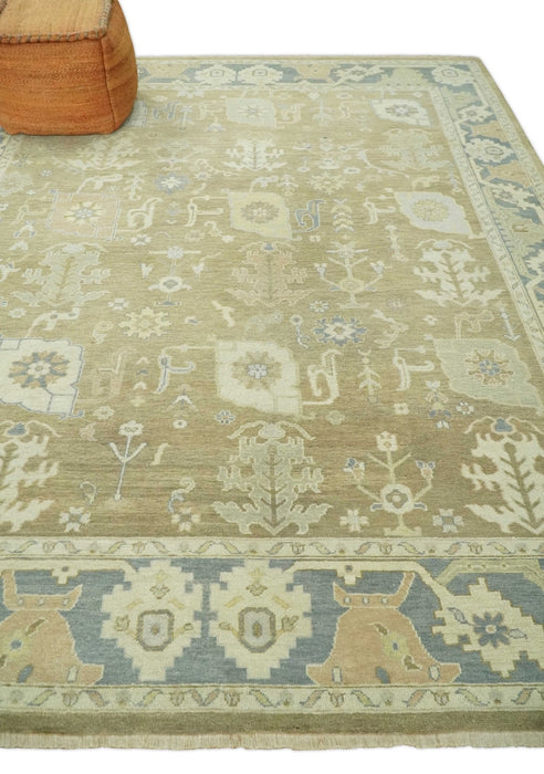 Antique Brown, Gray and Beige 8x10, 6x9 and 4x6 Hand Knotted Traditional Persian Oushak Wool Rug | AC2