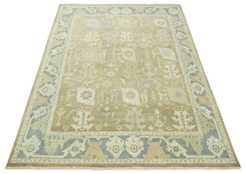 Antique Brown, Gray and Beige 8x10, 6x9 and 4x6 Hand Knotted Traditional Persian Oushak Wool Rug | AC2