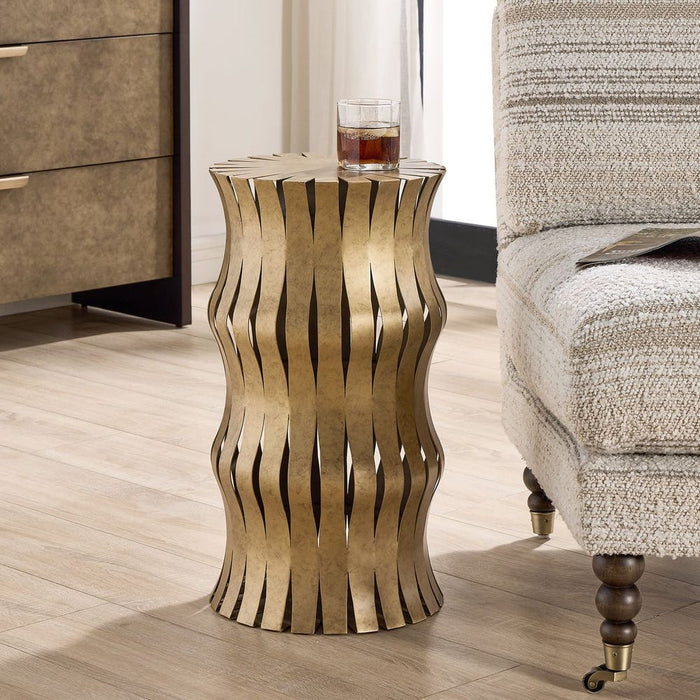Arida Accent Table - steel in aged gold finish