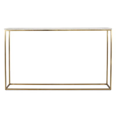 Redmond Console Table - white marble top with brass legs