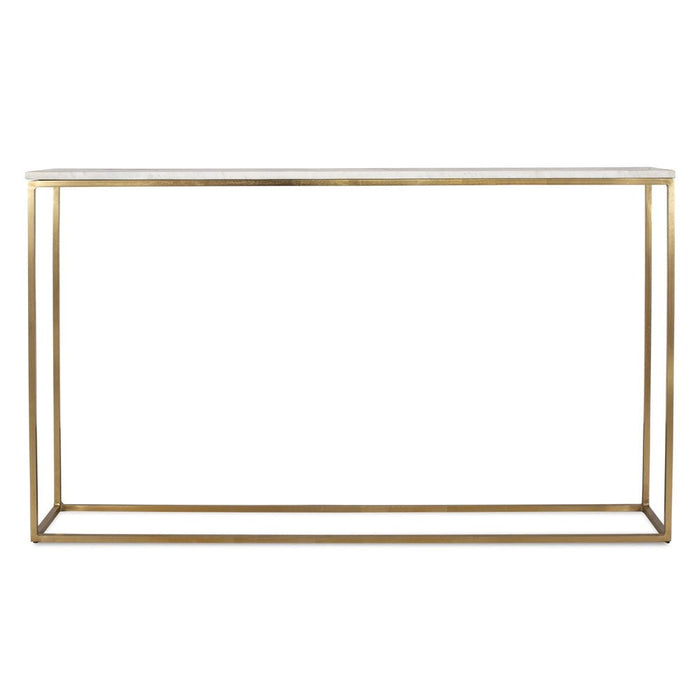 Redmond Console Table - white marble top with brass legs