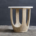 Tatli Side Table - oatmeal wood barrel with ivory limestone top