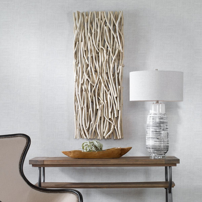 Gathered Teak Wood Wall Decor, Bleached - Wall Art